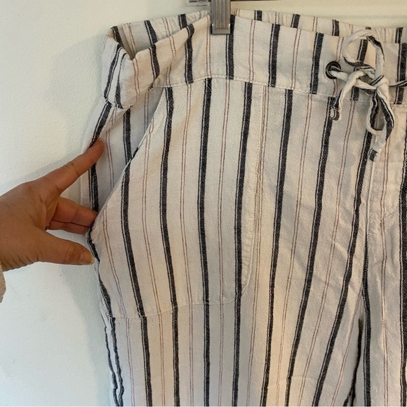 Denim & co naturals striped linen blend cropped pants size XL - Picture 3 of 10